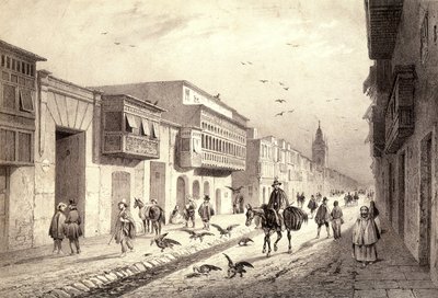 En gate i Valladolid i Lima, Peru. av Unknown artist