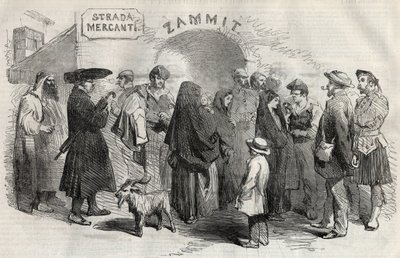En gate i Valletta (Valletta) på øya Malta (Malta) i 1857. av Unknown artist