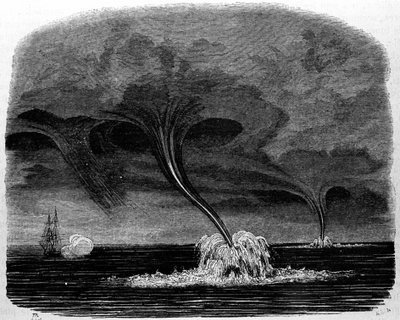 En tornado av vann. 1800-talls gravering. av Unknown artist