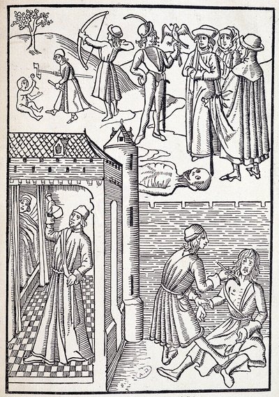 En urolog og kirurg på 1400-tallet. av Unknown artist