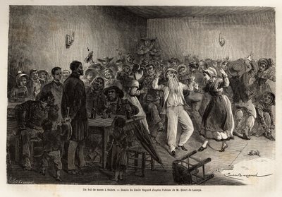 Et bryllupsball i Salers, gravering for å illustrere en reise til vulkanene i det sentrale Frankrike i 1864, i «Le tour du monde, nouveau journal des voyages»» utgitt under ledelse av Edouard Charton av Unknown artist
