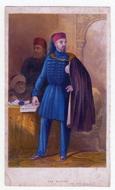 Abdulmecid Ier (Abdul Medjid, Abdul-Medjid) - Sultan Abduelmecid I (1823-1861) - Anonym - 1850 - Fargelitografi - Privat samling av Unknown artist