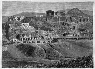 Acropolis of Athenes 1881- Acropolis of Athene in 1881 - engraving - av Unknown artist