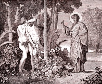 Adam og Eva, Fac-simil fra boken av Louis Veuillot "Jesus Christ" trykte Paris av Unknown artist