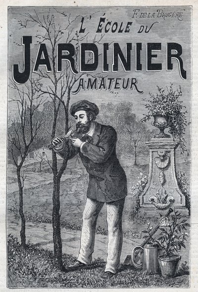 Reklame for boken: ""Amatørgartnerskolen"" av F de la Brugere av Unknown artist
