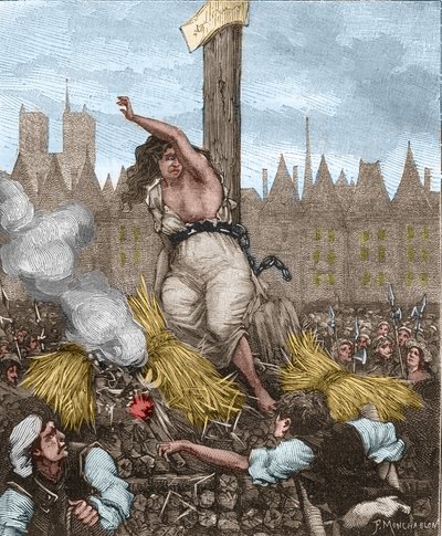 Affaire des Poisons: Catherine Deshayes, kone Monvoisin og kallenavnet La Voisin (1640-1680) ble satt på slakteren, sittende og bundet med jern; hun sverget og frastøt strået - i "Paris a travers les siecles"" av Kenouillac av Unknown artist