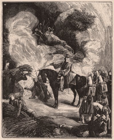 Afrikanske tropper som kveler algeriere i en hule, under erobringen av territoriet til Regence Algiers i 1844-45 av Unknown