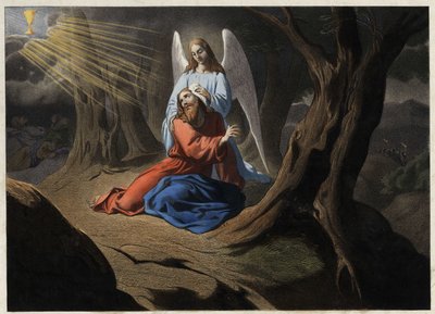 Kval i hagen - Kristi bønn i Oljehagen. Anonym gravering fra midten av 1800-tallet. av Unknown artist