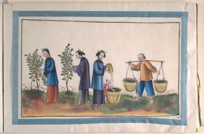 Album som inneholder tolv malerier av mennesker som lager silke av Unknown Artist