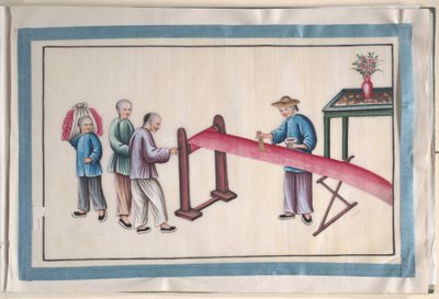 Album som inneholder tolv malerier av mennesker som lager silke av Unknown Artist