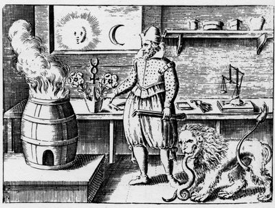 Alchimie - La flamamme - Gravering av 1659 i "L