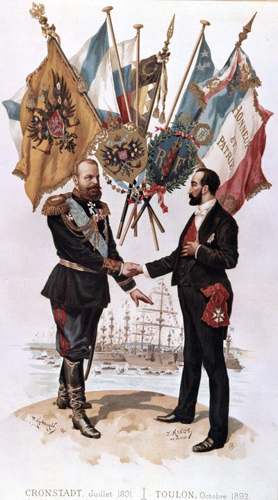 Alexander III ved signeringen av den fransk-russiske handelsavtalen (Kronstadt 1891 - Toulon 1893), Bianchetti-samlingen av Unknown artist