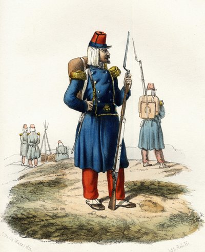 Algerie, light infantry of the French army of Africa during the 1830 expedition. In “” Storia d