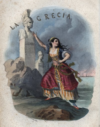 Allegory of greece - engraving from “” Usi e Costumi di Tutti i Popoli dell