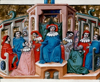 Allegori om miniatyrloven hentet fra Justinian Code (Codex Justinianus), en samling lover og institusjoner utgitt under den romerske keiseren Justinian I av Byzantium (483-565) av Unknown artist