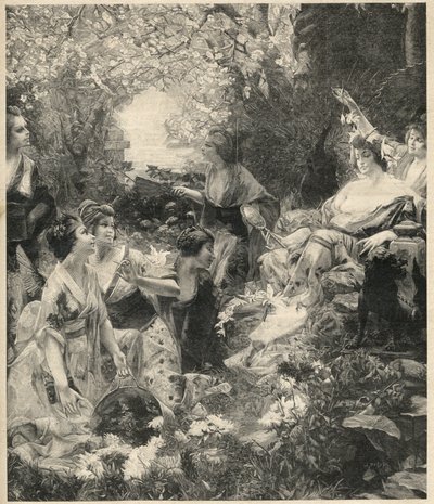 Amaterasu goddess of the Sun (goddess of the sun) engraving by Paul Francois Quinsac (1858-1929) - Engraving of 1899 av Unknown artist