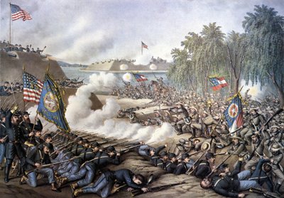 Amerikansk borgerkrig (1861–1865): Første slaget ved Korint (Mississippi) 29. april–10. juni av Unknown artist