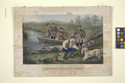 American Hunting Scene (håndfarget litografi) av Unknown artist