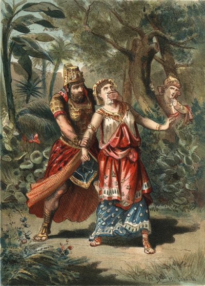 Amestris, kona til Xerxes, kongen av perserne, blir bortført av en tjener til Artaynte. i "" Skjønnhetskulten"" av Juan Justo Huguet, Molinas Hermanos redaktører av Unknown artist
