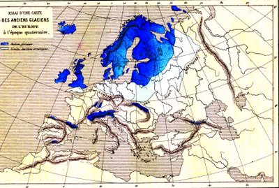 Gamle isbreer i Europa, kvartærområdet (gravering av Unknown Artist
