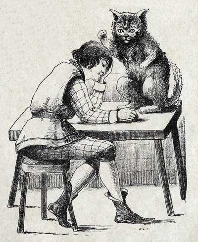 Anonymous illustration for “” Le chat Botte””, tale by Charles Perrault (1628-1703), French writer. Imagery Marcel Vagne, Jarville Nancy, undated (late 19th century). av Unknown artist