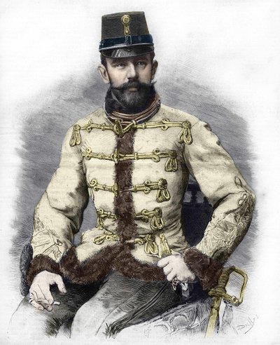 Erkehertug Rudolf av Habsburg (1858-1889), kronprins av Østerrike. Gravering av 1889. av Unknown artist