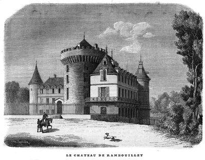 Arkitektur: utvendig utsikt over Chateau de Rambouillet (1300-1400-tallet, redesignet i løpet av århundret). av Unknown artist