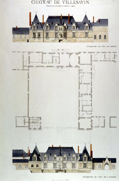 Arkitektur av Château de Villesavin, tur i Sologne, Loir et Cher (41) av Unknown artist