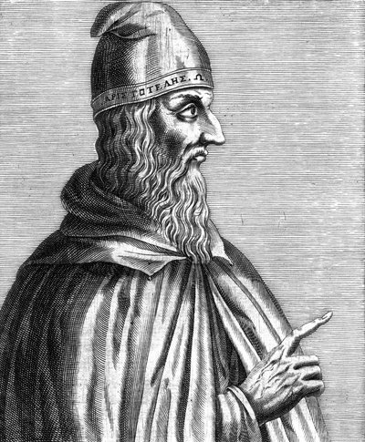 Aristoteles (384-322 f.Kr.) gresk filosof, fransk gravering av Unknown artist