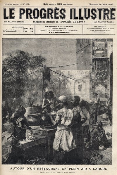 Around an open-air restaurant in Lahore, Pakistan - cover of “The illustrious progress”” of March 1899 - av Unknown artist