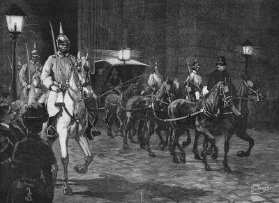 Arrival of the remains of Archduke Rodolph of Habsburg (1858 - 1889), Crown Prince of Austria. av Unknown artist