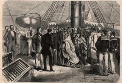 Ankom Marseille av Zombe-Fatoum (1836-1878), dronning av Komorene. Hun kalles også Jumbe-Fatouma (Jumbe-Fatouma) eller Jumbe-Fatima (Jumbe-Fatima). Gravering i "The Universe Illustrious" av Unknown artist