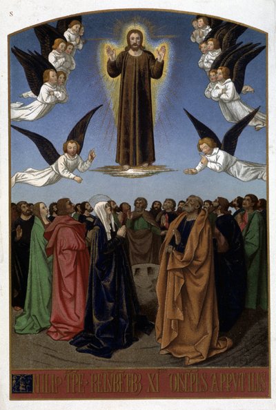 Kristi himmelfart (engler, Josef, jomfruen), n.d. fra dokument fra 1500-tallet. av Unknown artist