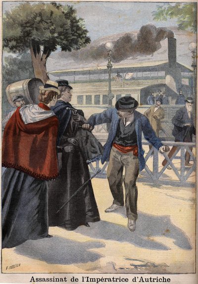 Assassination of Impress Elisabeth of Austria (Sissi) by an Italian anarchist in Geneva av Unknown artist