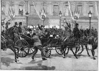 Attentat på republikkens president Sadi Carnot (1837-1894), av anarkisten Caserio. 24. juni 1894. av Unknown artist