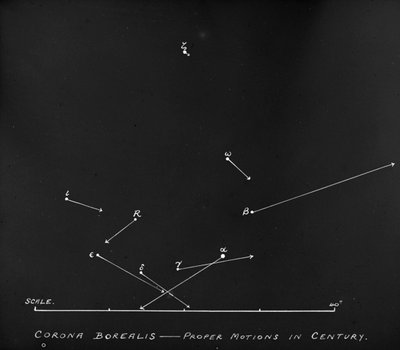 Astronomisk glassplatediagram av stjernebevegelser i stjernebildet Korona Borealis (glassnegativ) av Unknown Artist