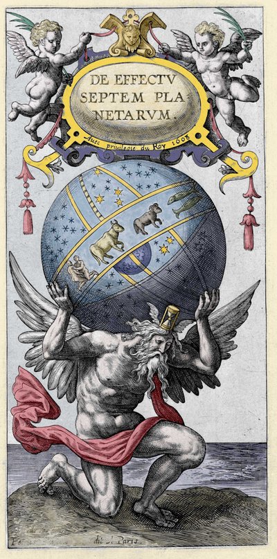 Atlas som bærer verden. Gravering fra begynnelsen av 1600-tallet. av Unknown artist