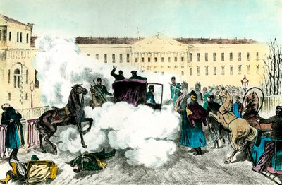 Angrep av tsaren: Attentat på den russiske keiseren Alexander II (1818-1881) i St. Petersburg av Unknown artist