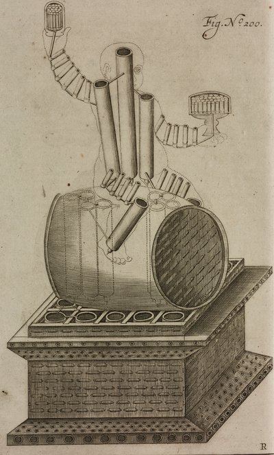 Bacchus på tønne, prosjekt for utstillingsdukke for å skyte opp fyrverkeri fra Grand Art d#39;Artillerie, av Casimir Siemienowicz av Unknown artist