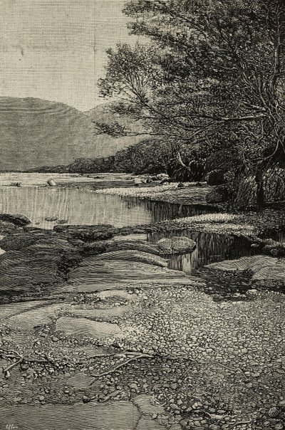 Gudda-elvens bredder, Afrika, gravering fra et fotografi av V. Bottego fra L#39;Illustrazione Italiana, år XXI, nr. 7, 18. februar av Unknown Artist