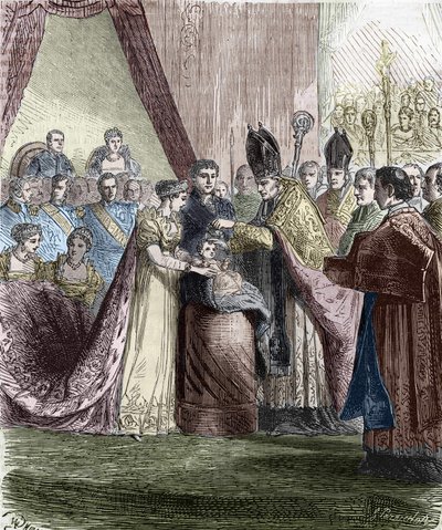 Baptism of Napoleon François Charles. (Napoleon II) King of Rome, son of Emperor Napoleon I (1769-1821), at Notre-Dame de Paris, 9 June 1811. av Unknown artist