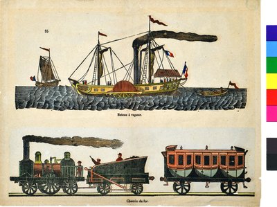Dampbåt og jernbane av Unknown artist
