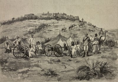Batteri av Federico Ciccodicola (1860-1924), Eritrea, tegning av EX fra L#39;Illustrazione Italiana, år XXI, nr. 1, 7. januar av Unknown Artist
