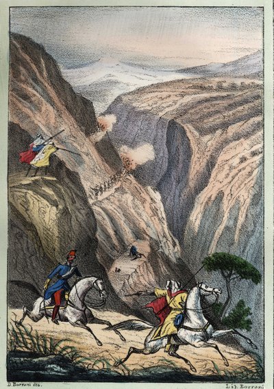Battle at the Teniah of Mouzaìa, at Mount Atlas Pass between French troops and Arab Resistance av Unknown artist