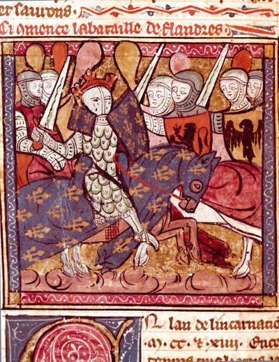 Slaget ved Flandern miniatyr fra "" Grandes Chronicles de France"" 1375-1379 kommunale bibliotek, Castres av Unknown artist