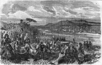 Battle of Fornoua (Fornovo) (Italy) under Charles VIII on July 6 av Unknown artist