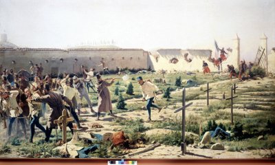 Slaget ved Solferino, Lombardia, mot de fransk-sardinske og østerrikske hærene 24. juni 1859. Museo del Risorgimento. Milan av Unknown artist