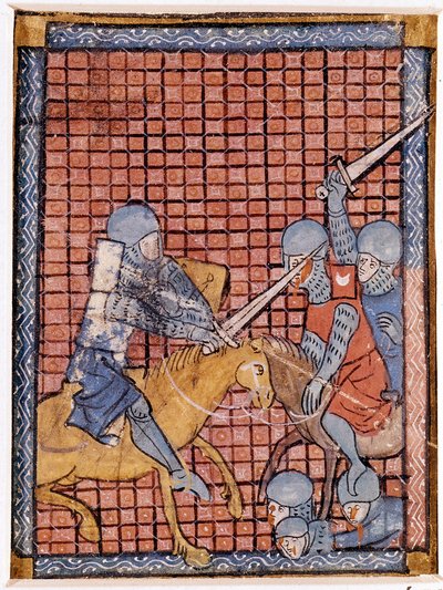 Slaget om riddere. fransk manuskript. Tidlig på 1300-tallet. av Unknown artist