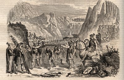 Battle of the Caudine Forks - Battle of the Caudine Forks (Furculae Caudinae) - 321 f.Kr. mellom romerne og samnittene under den andre samnittkrigen - Andre samnittkrig, slaget ved caudinegaflene i 321 f.Kr., den romerske armen til konsulene Tiberius Vetu av Unknown artist