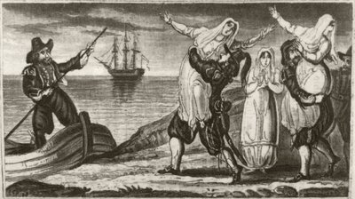 "Beakes den nederlandske piraten og hans mannskap som tvangsbærer nonner fra et spansk kloster" av Unknown artist